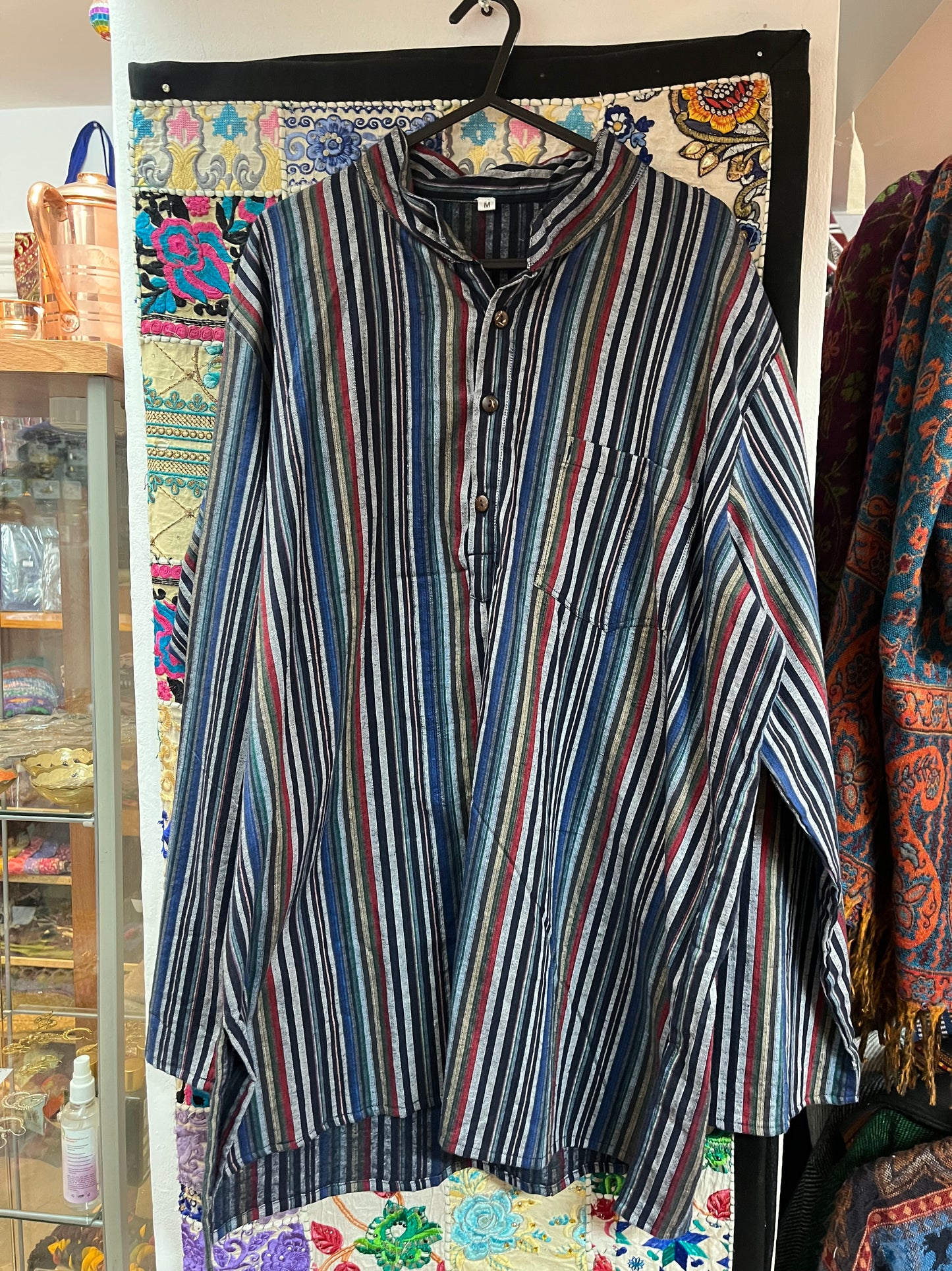 Nautical Tones - Stripe Cotton Men’s Kurta-Style Top