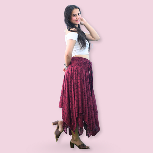 Boho Breeze Maroon Maxi Skirt