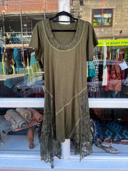 Khaki Pixie Corset Dress (Round Neckline)