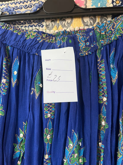Blue Embroidered Indian Maxi Skirt ✨