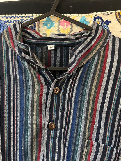 Nautical Tones - Stripe Cotton Men’s Kurta-Style Top