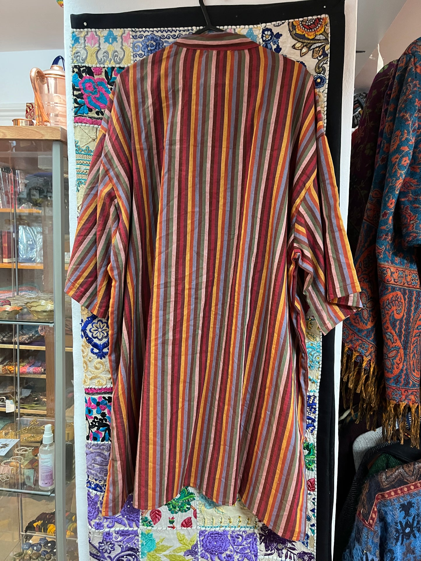 Red Tones - Short Sleeve Stripe Kurtan Shirt