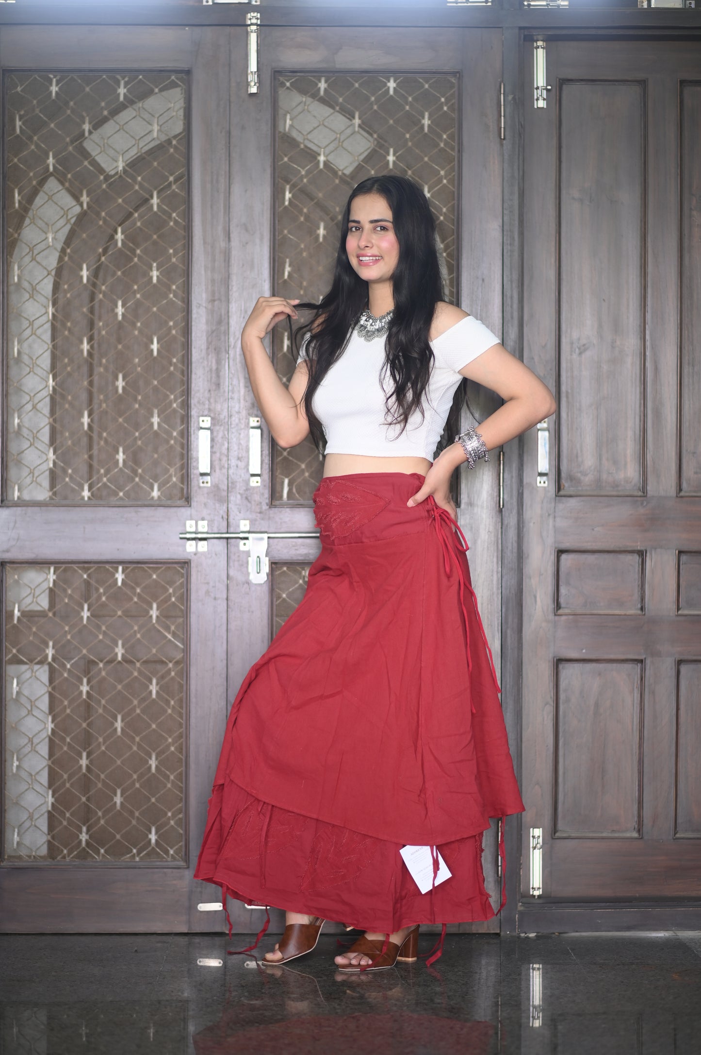 Boho Red Layered Skirt
