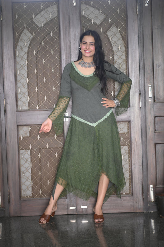 Bohemian Green Lace Dress