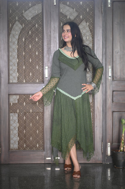Bohemian Green Lace Dress