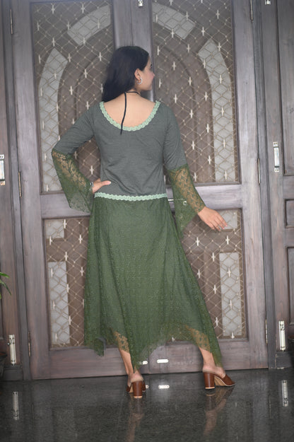 Bohemian Green Lace Dress