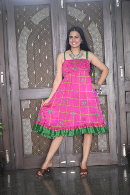 Pink & Green Boho Sundress
