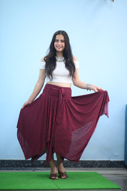 Boho Breeze Maroon Maxi Skirt