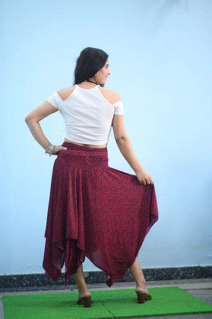 Boho Breeze Maroon Maxi Skirt