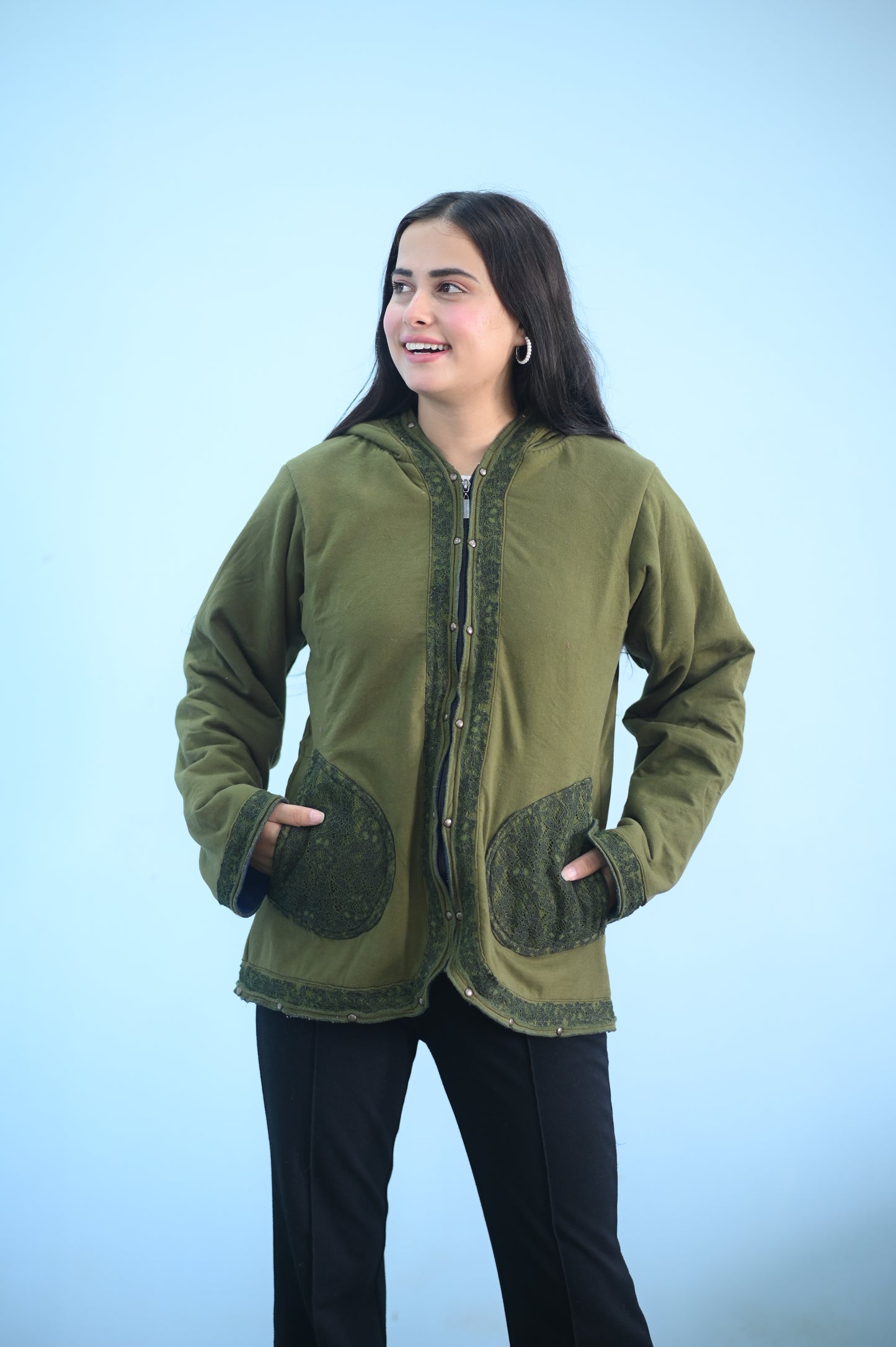 Olive Green Hoodie Jacket