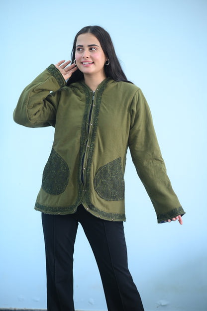 Olive Green Hoodie Jacket