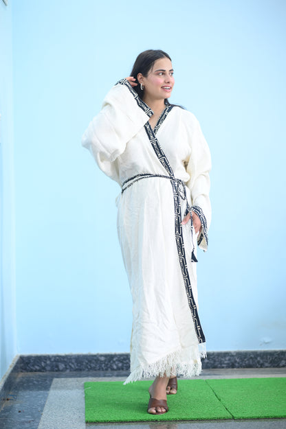 Boho White Kimono Maxi Dress