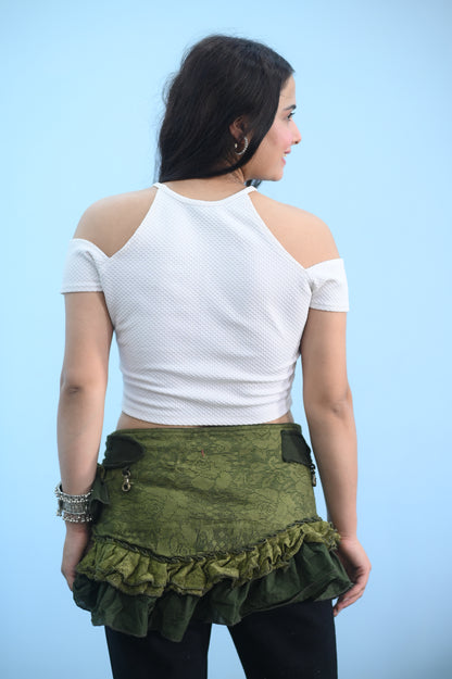 Olive Green Ruffle Skirt