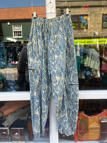 Palm Blue Harem Pants
