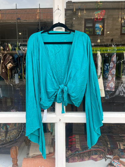 Turquoise Lightweight Cotton Tie Top