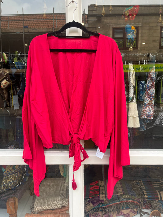 Fuchsia Lightweight Cotton Tie Top