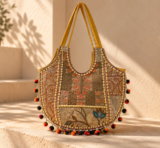 Large Yellow Embroidered Bag – Bohemian Style