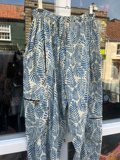 Palm Blue Harem Pants