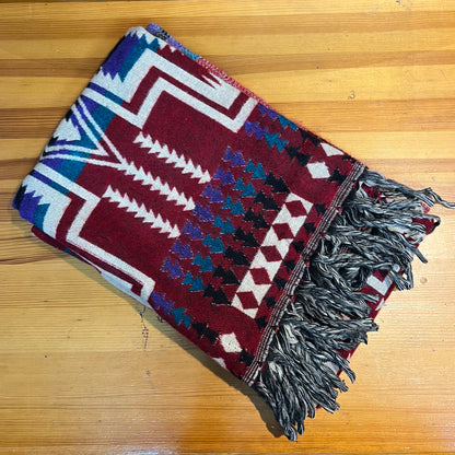 Red Aztec Shawl Blanket