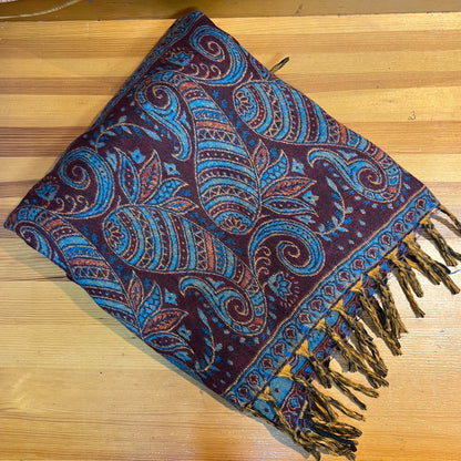 Burgundy Paisley Shawl Blanket