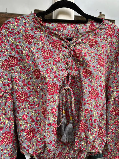 Floral Silky Medieval Top