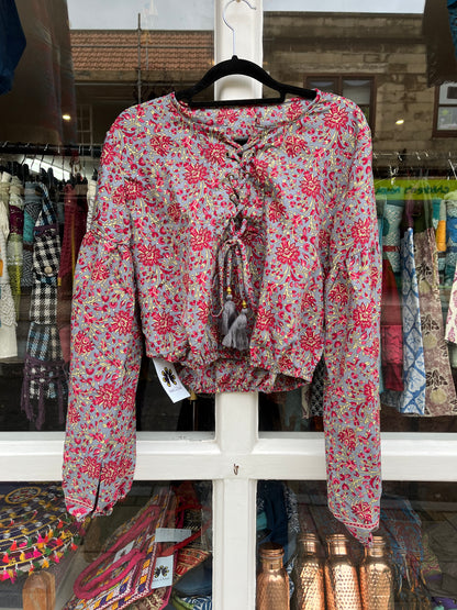 Floral Silky Medieval Top