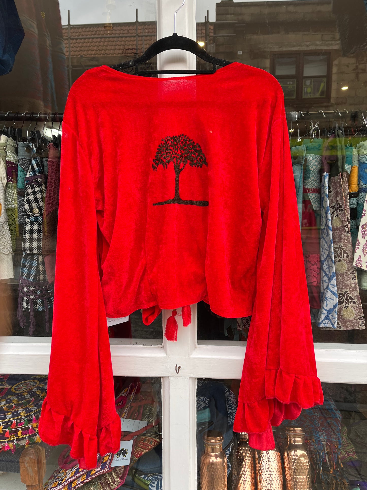 Tree Motif - Velvet Wrap Top