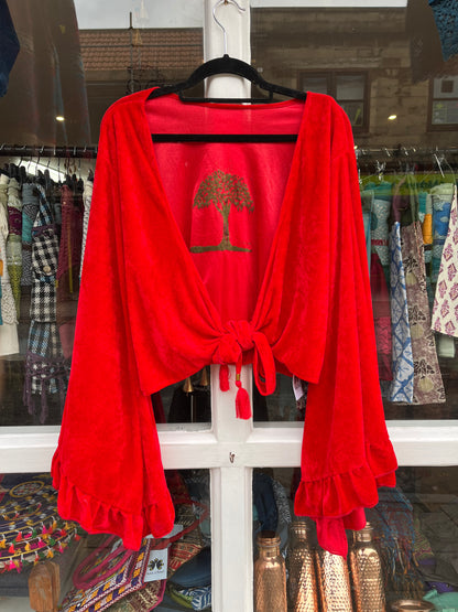 Tree Motif - Velvet Wrap Top