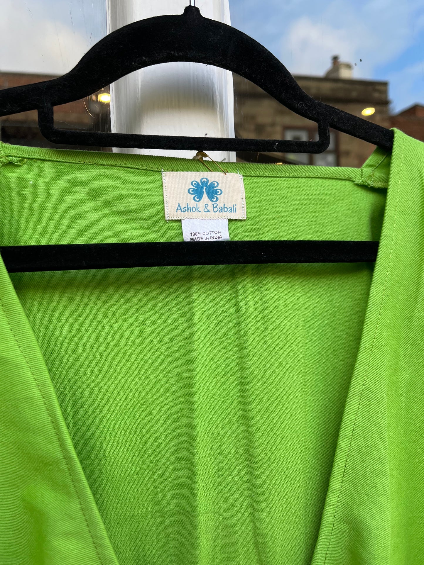 Lime Cotton Wrap Top