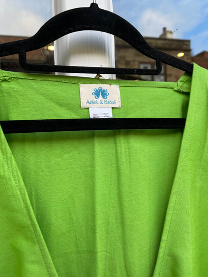 Lime Cotton Wrap Top