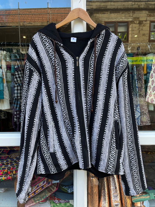 Monochrome Geometric Fleece Jacket