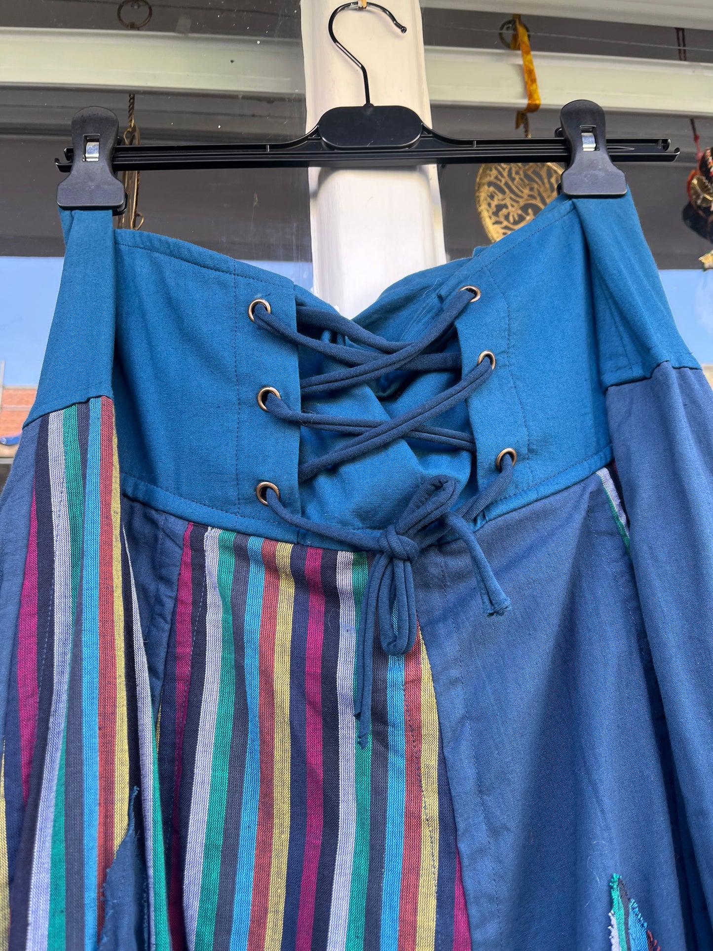 Blue Gypsy Floral Patchwork Skirt