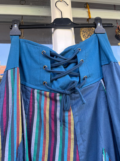 Blue Gypsy Floral Patchwork Skirt