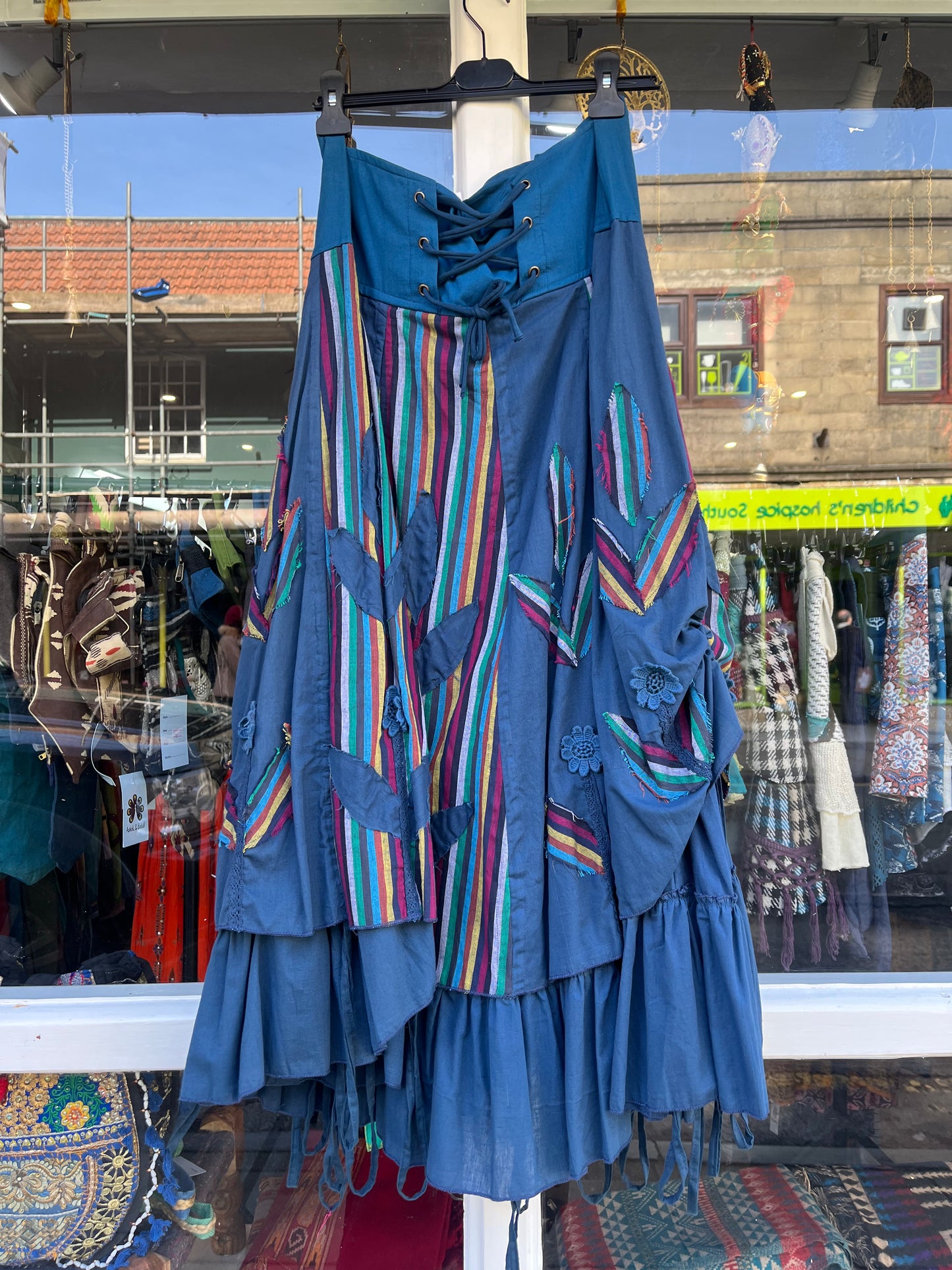 Blue Gypsy Floral Patchwork Skirt