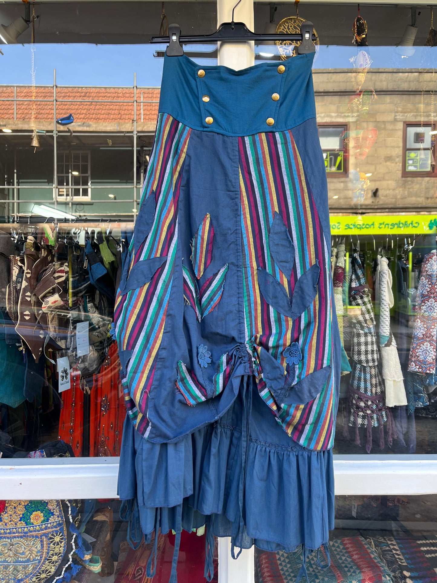 Blue Gypsy Floral Patchwork Skirt