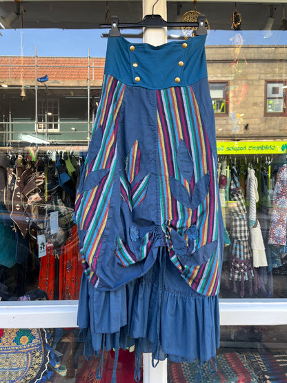 Blue Gypsy Floral Patchwork Skirt