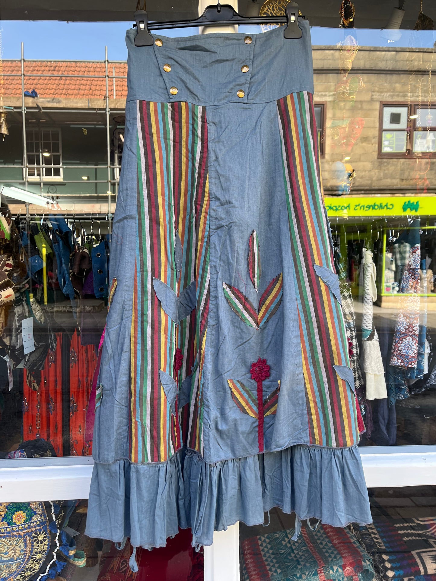 Slate Gypsy Floral Patchwork Skirt