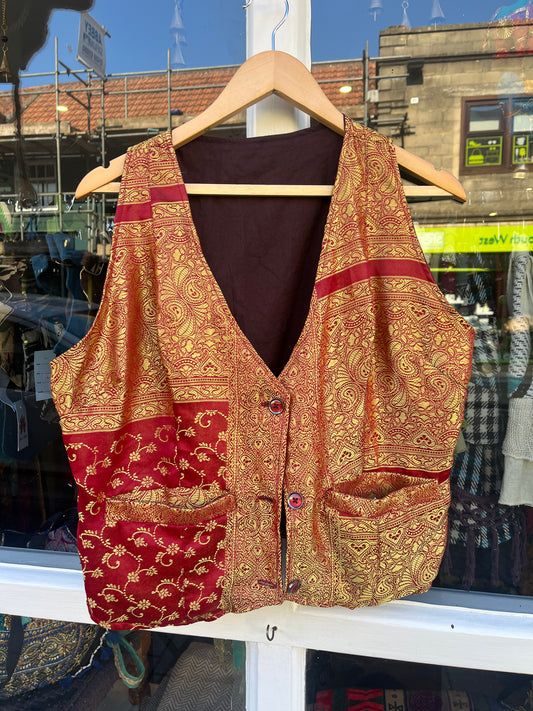 Fire OOAK Sari Waistcoat