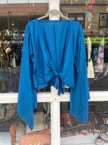 Azure Lightweight Cotton Tie Top