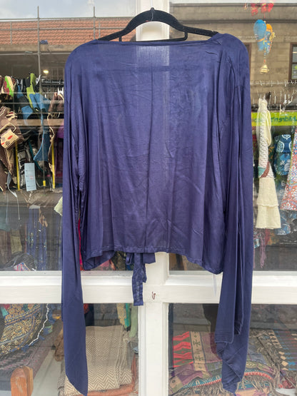 Navy Lightweight Cotton Tie Top