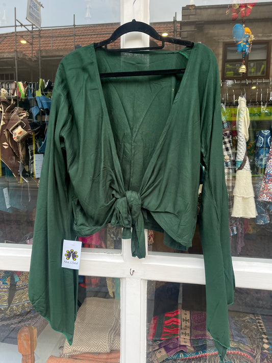 Forest Green Lightweight Cotton Tie Top