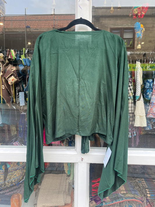 Forest Green Lightweight Cotton Tie Top