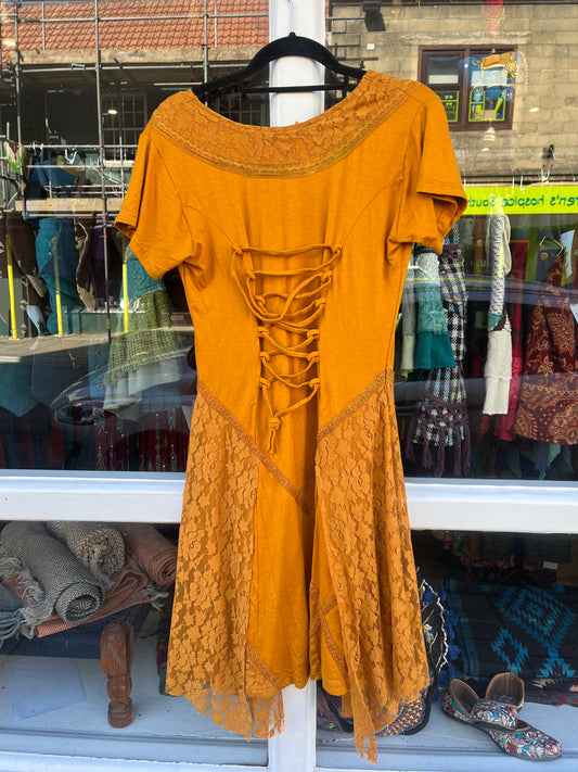 Mustard Pixie Corset Dress (V Neckline)