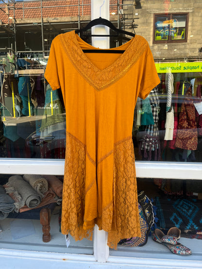 Mustard Pixie Corset Dress (V Neckline)