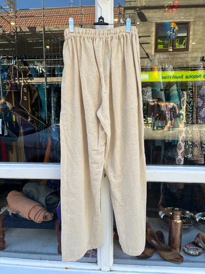Natural Straight Leg Cotton Trousers