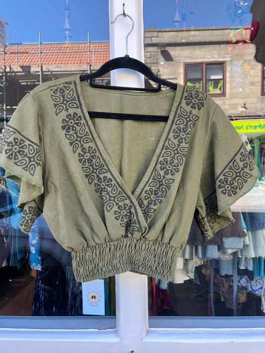 Block Print Princess Top - Forest