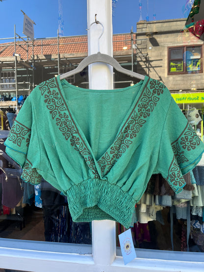 Block Print Princess Top - Emerald