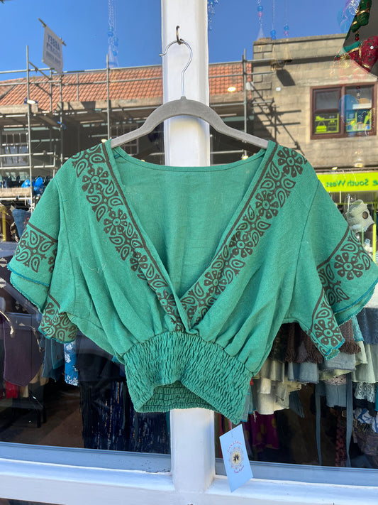Block Print Princess Top - Emerald