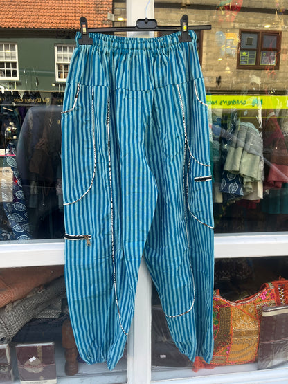 Pirate Stripe Blue Harem Pants