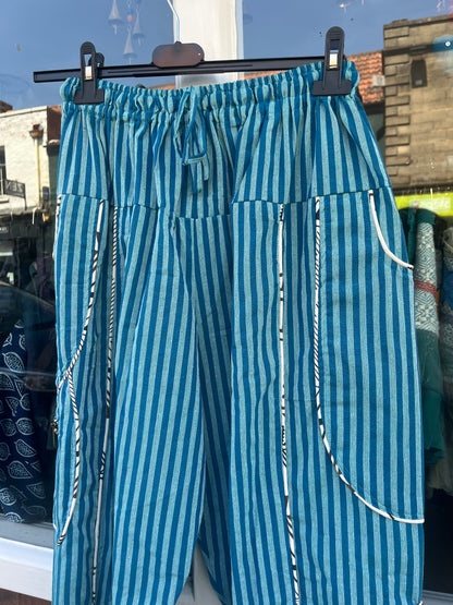 Pirate Stripe Blue Harem Pants